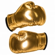 Underwraps Gold Boxing Gloves Costume Accessory, Metallic Faux Leather Sports Fight Champion Dress Up Prop, Halloween Cosplay, One Size One Size