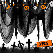 YOLETO 3 pack Halloween black Creepy Cloth, 30×72 inches black gauze for Halloween party decorations outdoor home wall decoration supplies