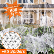 Ayieyill Halloween Spider Webs Decorations for Halloween Decorations Outdoor, 600sqft Cobwebs for Halloween Decor with 150 Fake Spiders