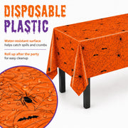 Halloween Tablecloth for Pary Decoration Rectangular disposable Plastic Spider Web Halloween Table Covers for Home Decor Halloween Party Supplies 54" x 108" Mixed 3Pcs