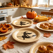 Under 5 Halloween Tableware Set Witch Disposable Paper Plates Cups Napkins Witch Silhouettes and Sturdy for Halloween Party Decorations Halloween Party Supplies by MPOISVA