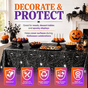 Halloween Tablecloth for Pary Decoration Rectangular disposable Plastic Spider Web Halloween Table Covers for Home Decor Halloween Party Supplies 54" x 108" Mixed 3Pcs