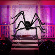 Joyfy 5 ft Scary Giant Spider Halloween Decorations Outdoor,Poseable Spider Lifelike Hairy Prop for Yard,Haunted House,Tree or Porch Party Decorations,Black