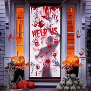 BEIPEGIN Bloody Halloween Door Cover, Fabric Giant Scary Bloody Handprints and Shadowy Figure Window Door Cover for Haunted House Halloween Door Decoration Halloween Party Supplies, 5.9 x 2.