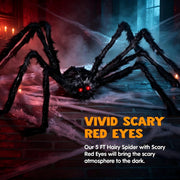 Joyfy 5 ft Scary Giant Spider Halloween Decorations Outdoor,Poseable Spider Lifelike Hairy Prop for Yard,Haunted House,Tree or Porch Party Decorations,Black