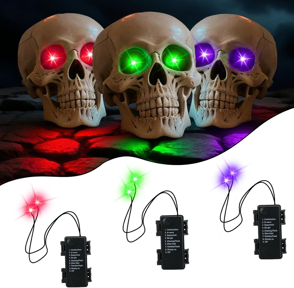 LED Glowing Eyes Light-Up Skeleton Halloween Outdoor Decoration